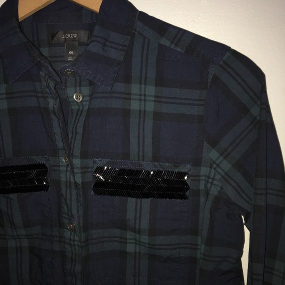 J. Crew Beaded Chevron Popover In Plaid - Picture 9 of 16